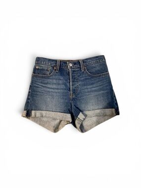 Levi's High Rise Dark Blue Cuffed Denim Shorts
